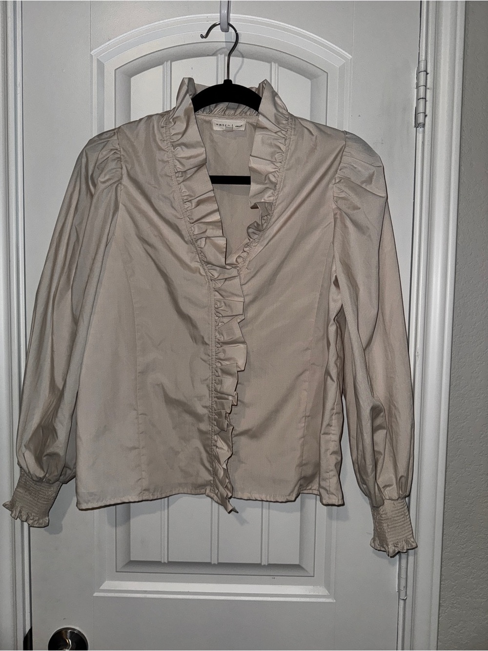 entro Ruffled V-Neck Long Sleeve Blouse - Cream Victorian steampunk style